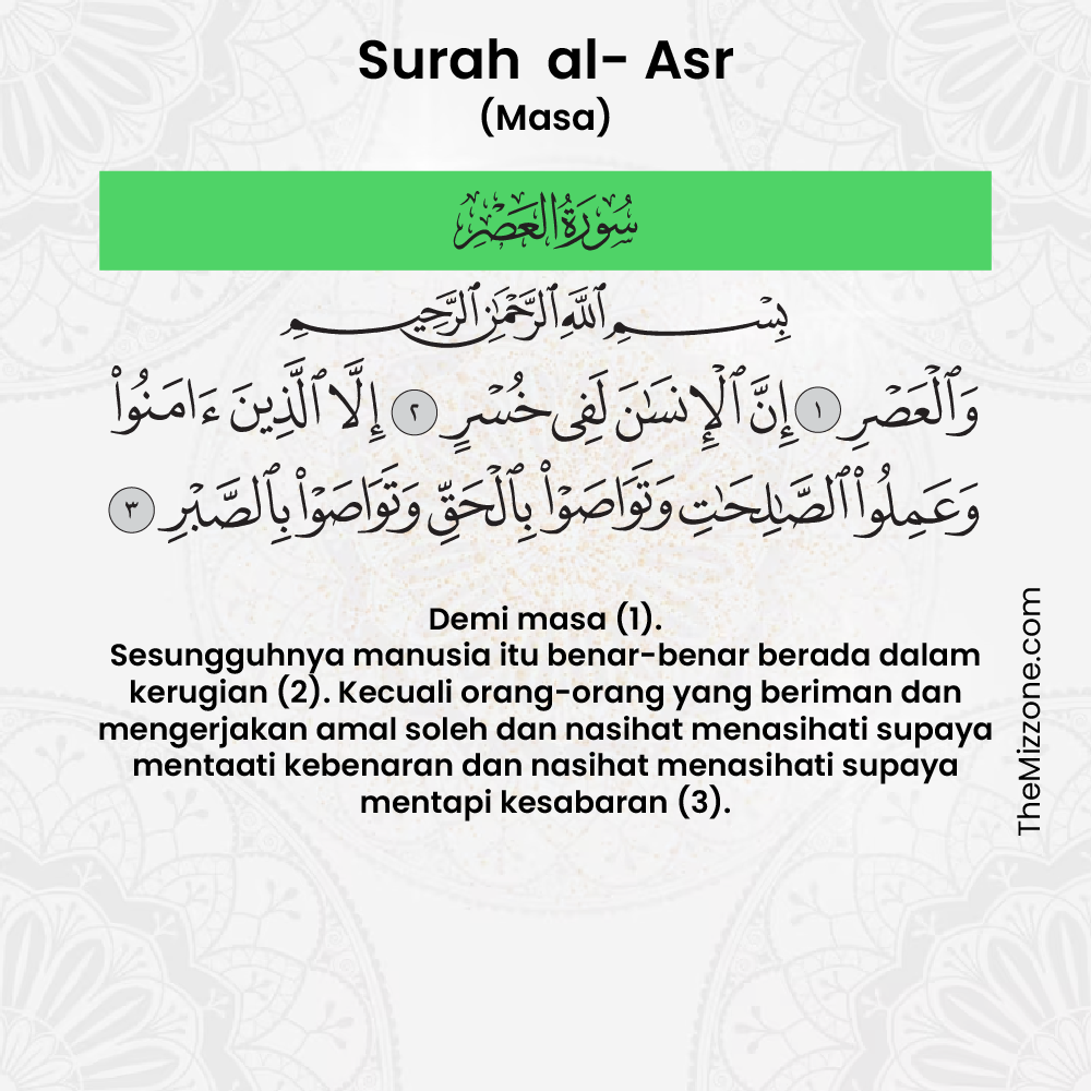 Surah Al Asr – Rumi, Terjemahan, Tafsir Ringkas, Kelebihan Dan ...